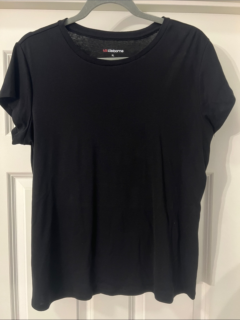 Liz Claiborne Ladies Black Short Sleeve Crew Cotton Tee - Size XL